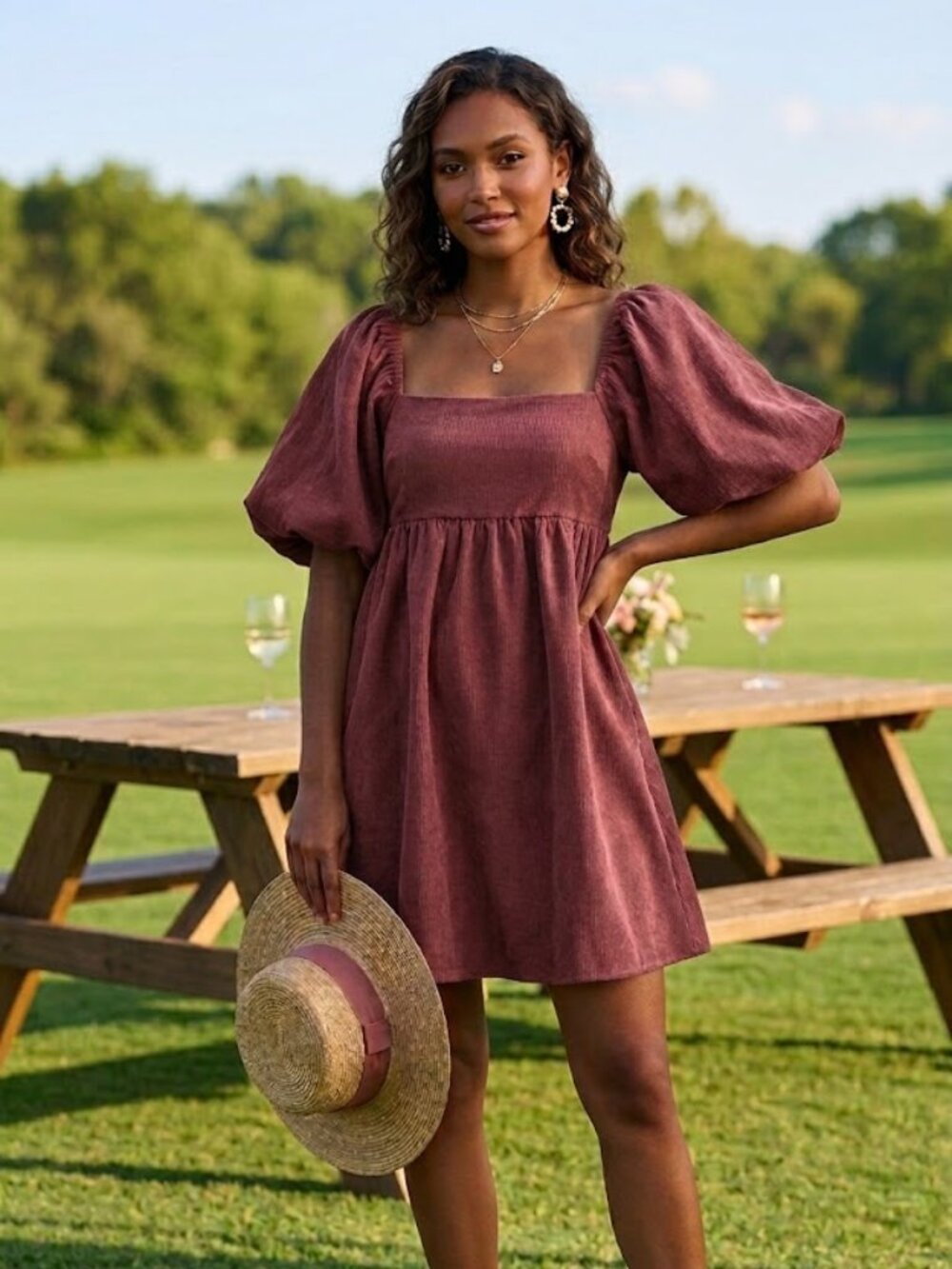 Audrey Parks Francesca's Size Small Kentucky Derby Mini Summer Dress Puff Sleeve